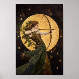 Póster Diosa Artemis Art Nouveau Mitología griega