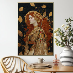 Póster Diosa Artemis: La cazadora de otoño Art Nouveau