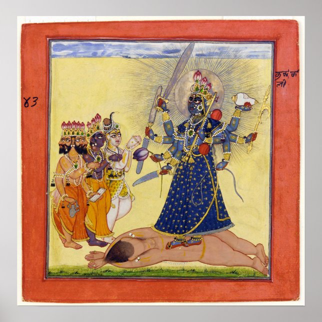 Póster Diosa Bhadrakali adorada por los dioses 1675 (Frente)