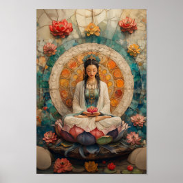 Póster Diosa budista Quan Yin pintura retrato