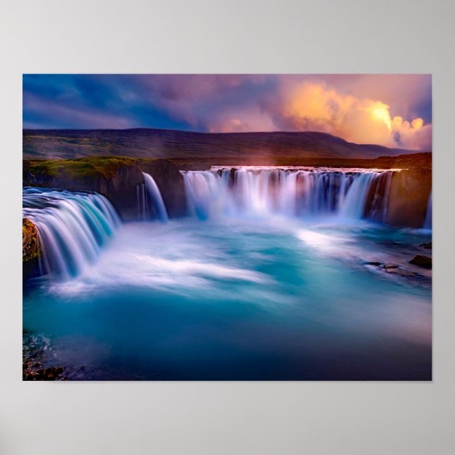 Póster Diosa, cascadas islandesas (Frente)
