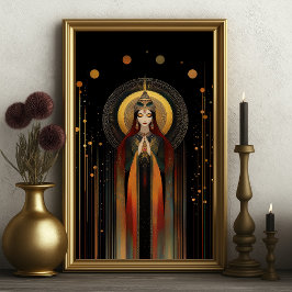 Póster Diosa celta Brigid Rainbow Gold Black Art
