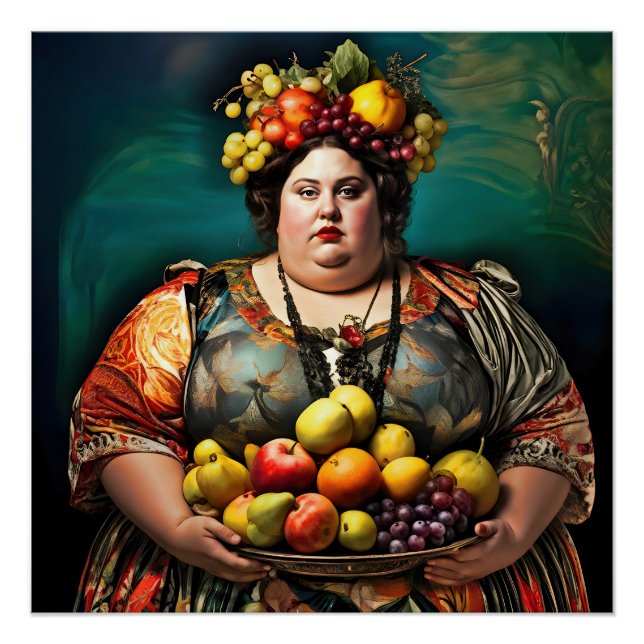 Póster "Diosa de la indulgencia excesiva" retrato colorid (Anverso)