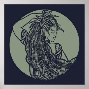 Póster Diosa de la Tierra Bruja Verde Pagan Druid Wits