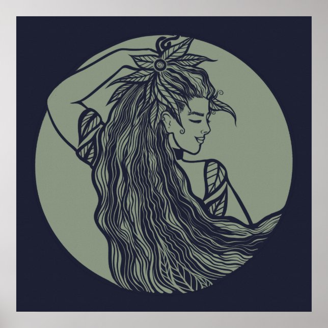 Póster Diosa de la Tierra Bruja Verde Pagan Druid Wits (Frente)