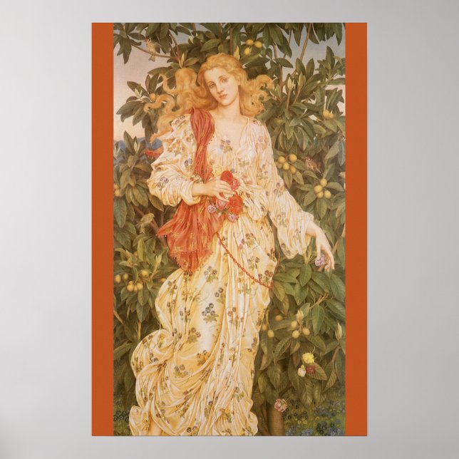 Póster Diosa de las Flores y Blossoms, Flora por Morgan (Frente)