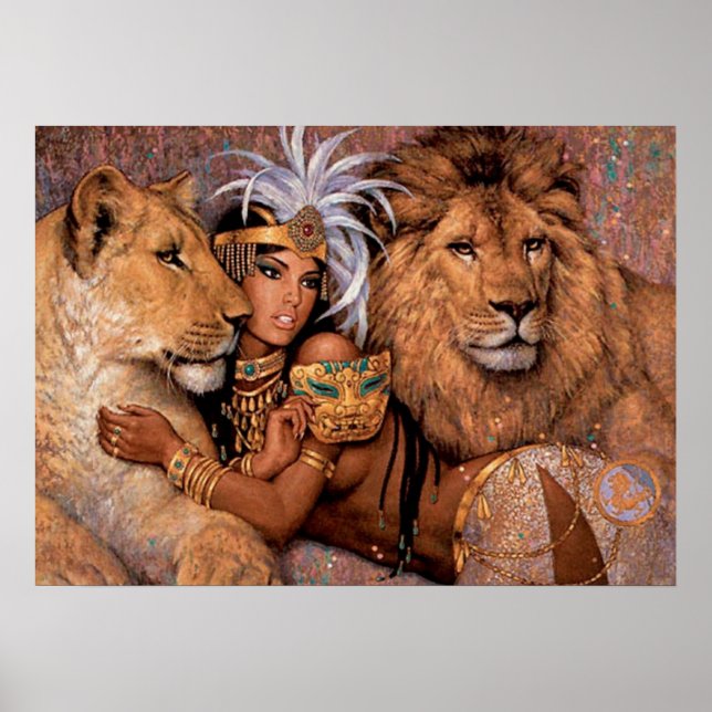 Póster Diosa de los Leones Princesa Poster Egipcia (Frente)