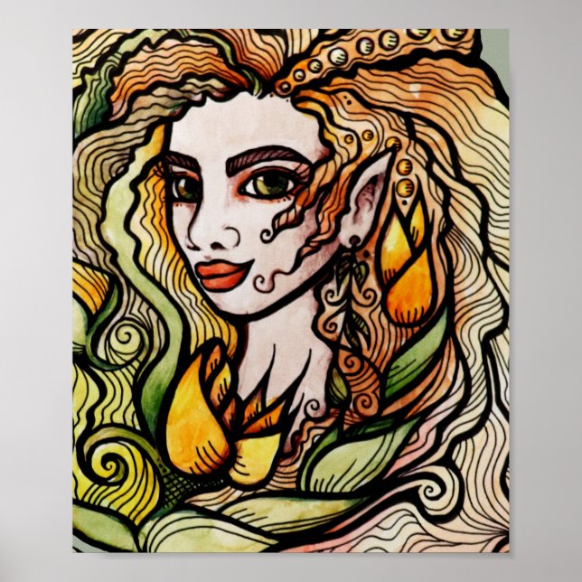 Póster Diosa de primavera Tulip Art (Frente)