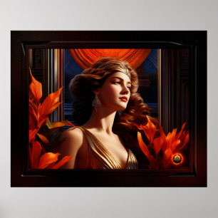 Póster Diosa Del Sol Art Deco Glamour Romántico