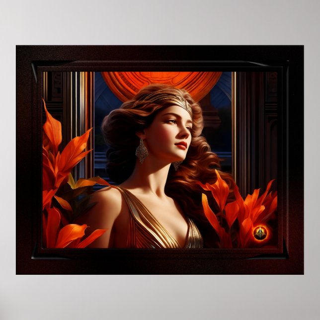 Póster Diosa Del Sol Art Deco Glamour Romántico (Frente)