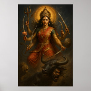 Póster Diosa Durga   Guerrero cósmico de la luz