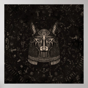 Póster Diosa egipcia de Bastet - sepia