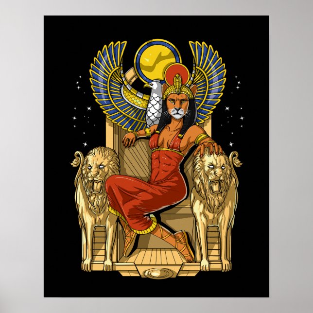 Póster Diosa egipcia de la leona Sekhmet (Frente)