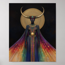 Póster Diosa egipcia Hathor Rainbow Gold Black Art