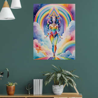 Póster Diosa espiritual Soul Viaja Aura Arcoiris Mujer