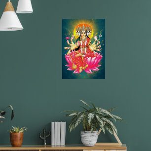 Póster Diosa Gayatri Devi en la deidad hindú de Lotus