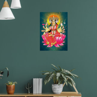 Póster Diosa Gayatri Devi en la deidad hindú de Lotus