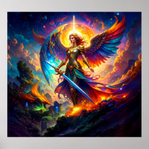 Póster Diosa guerrera Lady Liberty Defensora de la Libert