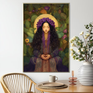 Póster Diosa Hawaiana Papahānaumoku Madre Floral de la Ti