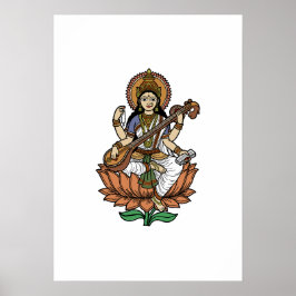 Póster Diosa hindú Saraswati
