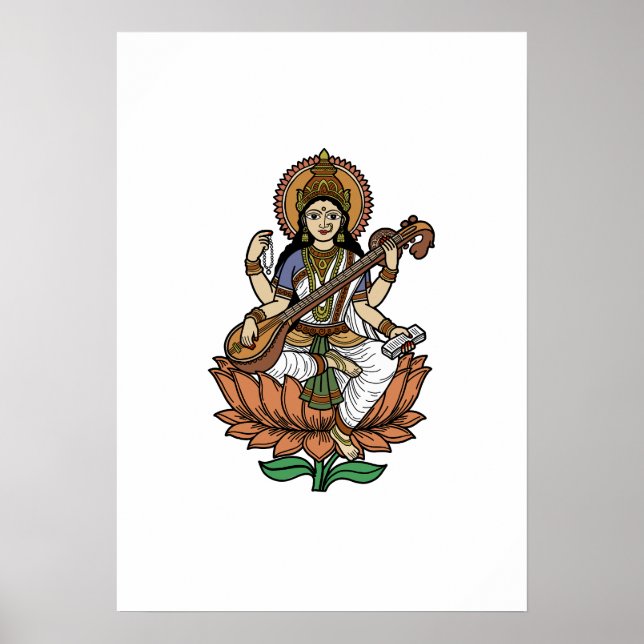 Póster Diosa hindú Saraswati (Frente)