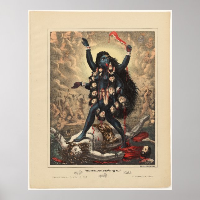 Póster Diosa Kali, Bengala Occidental, Calcuta (Frente)