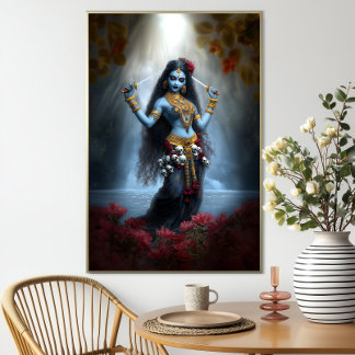 Póster Diosa Kali Ma Fantasía Artística de Cascada Floral