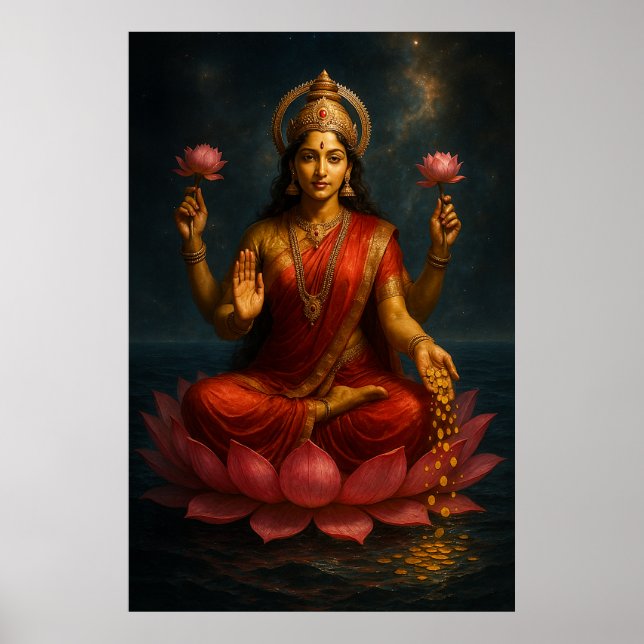 Póster Diosa Lakshmi: Divina energía de la riqueza (Frente)