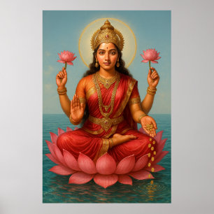Póster Diosa Lakshmi   Divina Energía de Riqueza y P