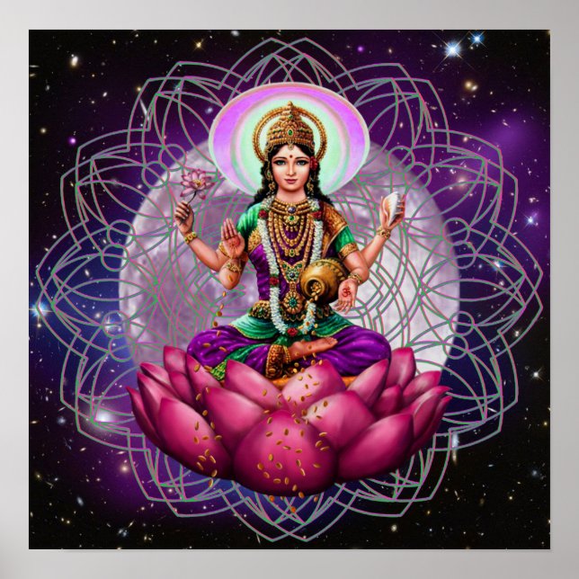 Póster Diosa Lakshmi - mandala de bendición cósmica (Frente)