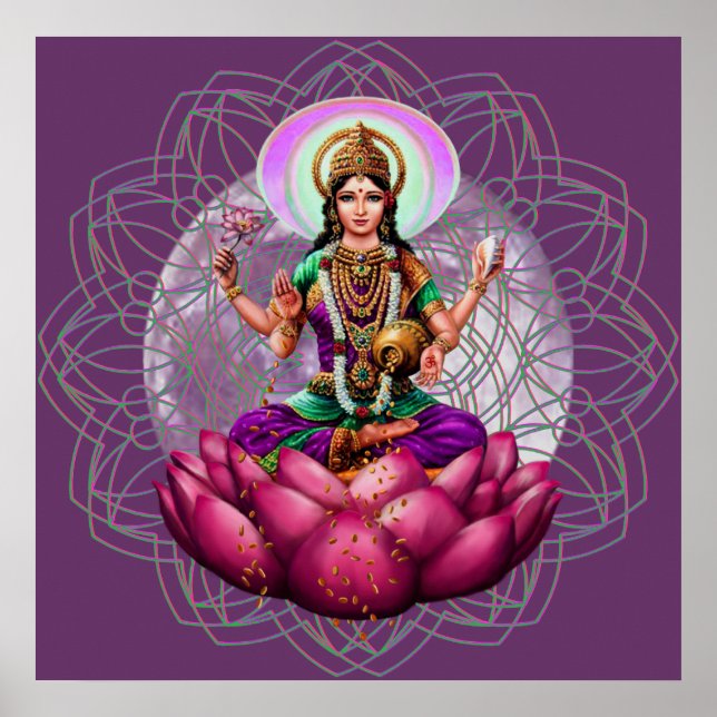 Póster Diosa Lakshmi - mandala de bendición de la riqueza (Frente)