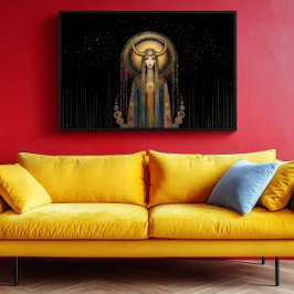 Póster Diosa Lilith Rainbow Gold Black Art Nouveau
