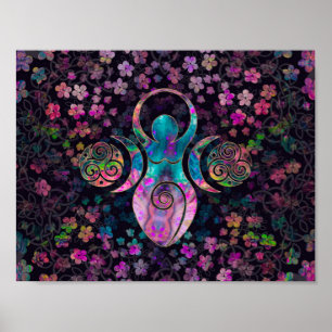 Póster Diosa Luna Triple con triskele