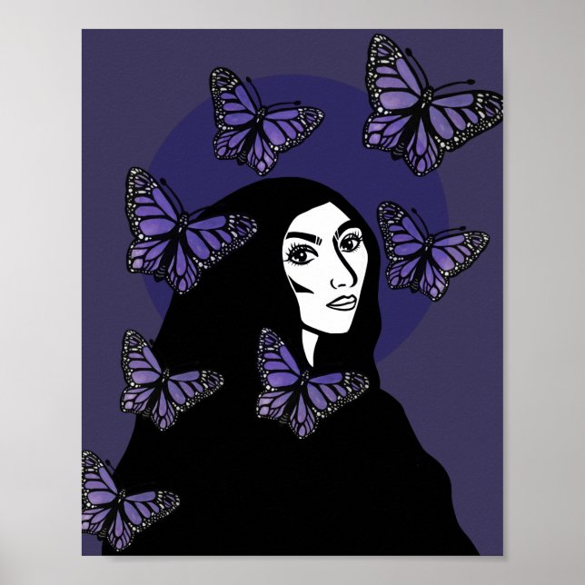 Póster Diosa mariposa morada (Frente)