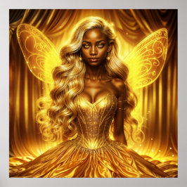Póster Diosa mística de la luz con alas radiantes de hada