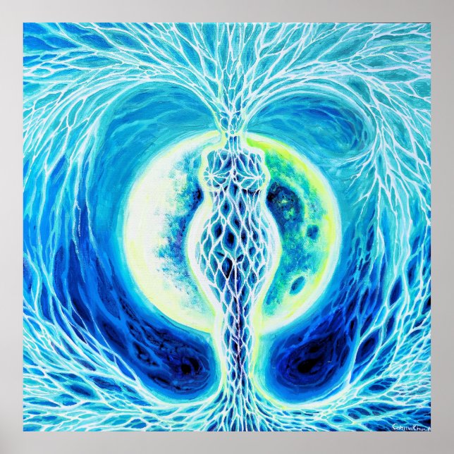 Póster Diosa neolítica con luna (Frente)