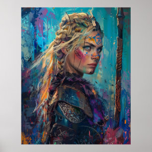 Póster Diosa nórdica Freyja, reina de Valkyries, rubia"