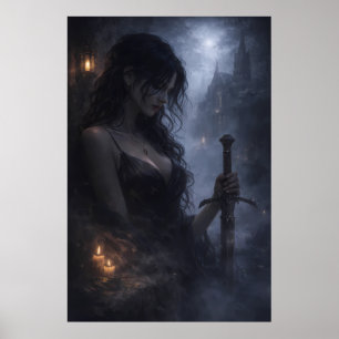 Póster Diosa Oscura de la Niebla – Mujer de Fantasía Sedu