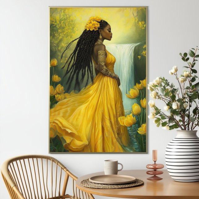 Póster Diosa Oshun: Cascada Floral Amarilla Orisha (Subido por el creador)