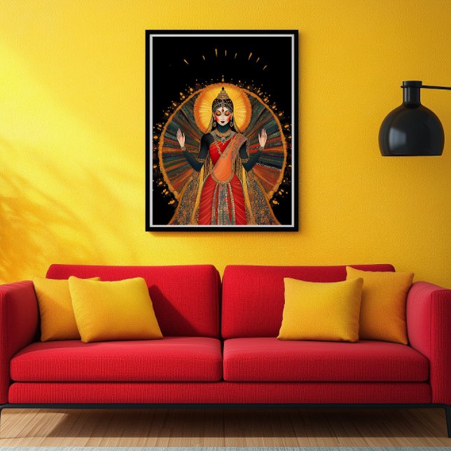 Póster Diosa Radha de amor y compasión Oro Rojo Negro (Subido por el creador)