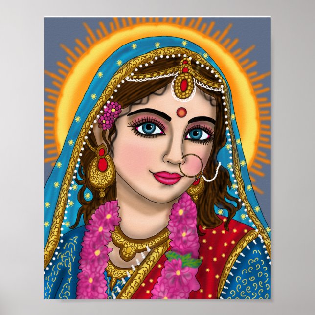 Póster Diosa Radha Poster | Divine Hindu Devi Radha Spi (Frente)