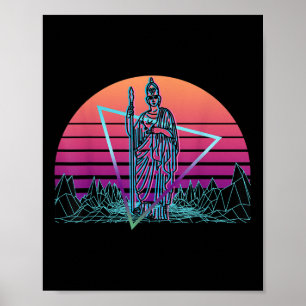 Póster Diosa Romana Minerva De La Sabiduría Y Vaporwave D
