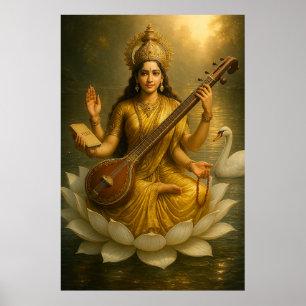 Póster Diosa Saraswati   La divina musa del conocimiento