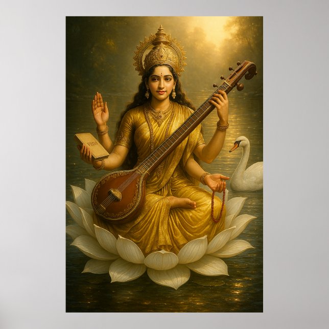 Póster Diosa Saraswati | La divina musa del conocimiento (Frente)