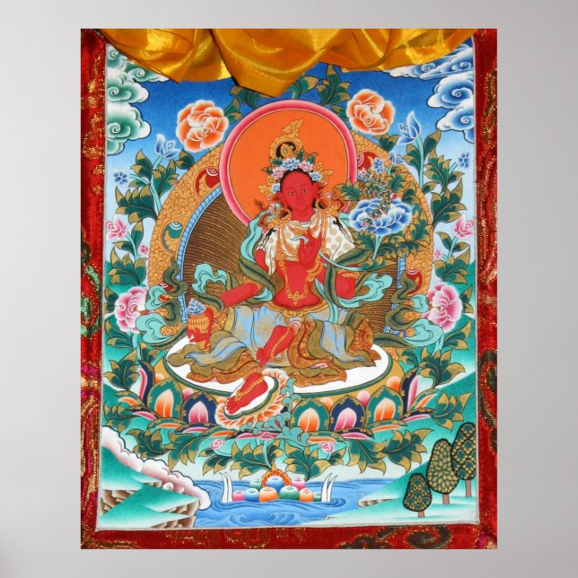 Póster Diosa tibetana roja de Tara (Frente)