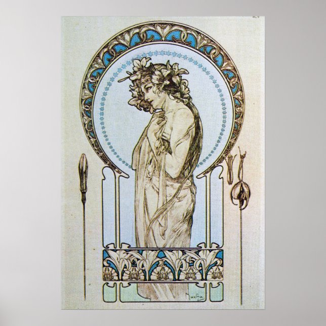 Póster Diosa verde azulada de la Luna (Frente)