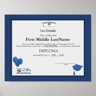 Póster Diploma Blue Graduate Homeschool