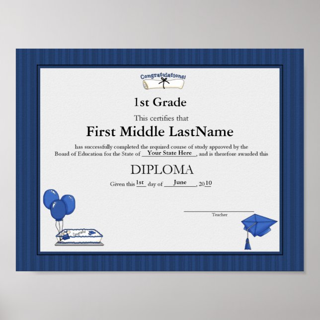 Póster Diploma Blue Graduate Homeschool (Frente)