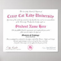 Diploma CCLU - Sello rosa - Retrato de gato