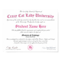 Diploma CCLU - Sello rosa - Retrato de gato